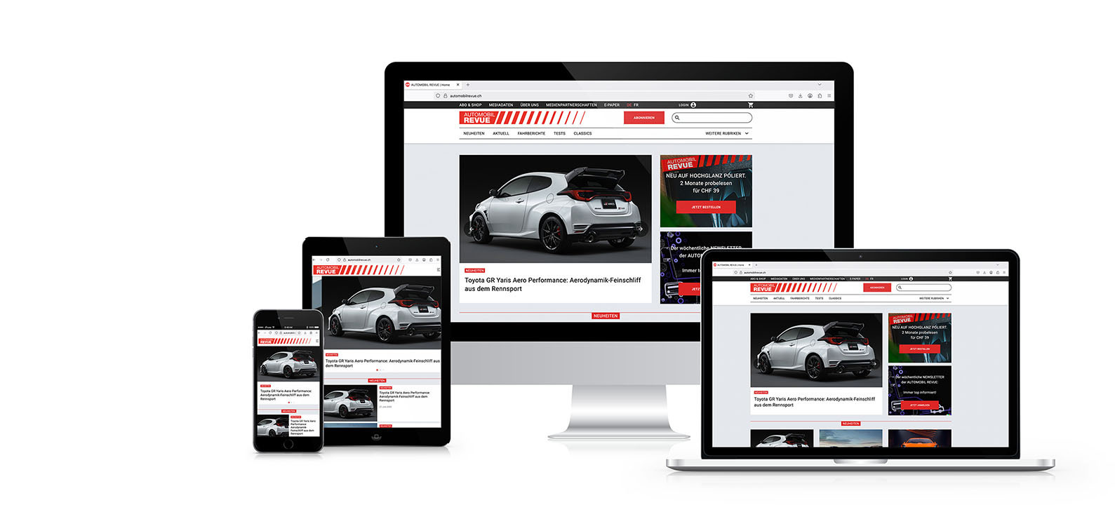 Geräte mit Webseite von Automobil Revue